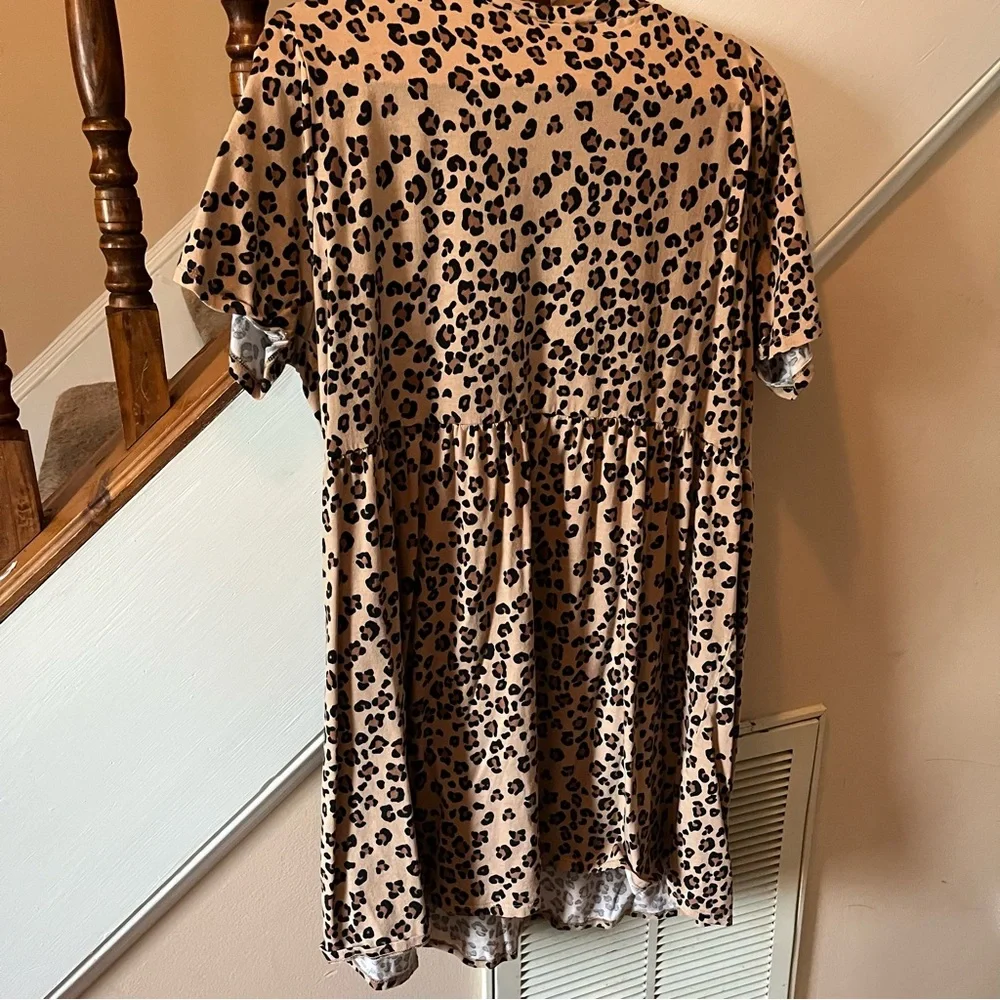 wild fable Beige and Black Leopard Print Short Sleeve Dress - Picture 5 of 6